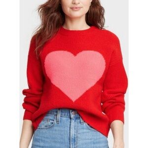 A New Day Red Heart Sweater Size Medium